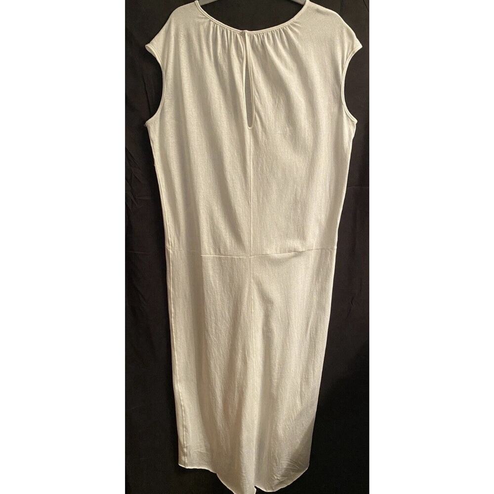 Free People FP Beach Ivory Ruched Front Midi Dress Keyhole Back Hi Low Hem Small - Picture 5 of 7